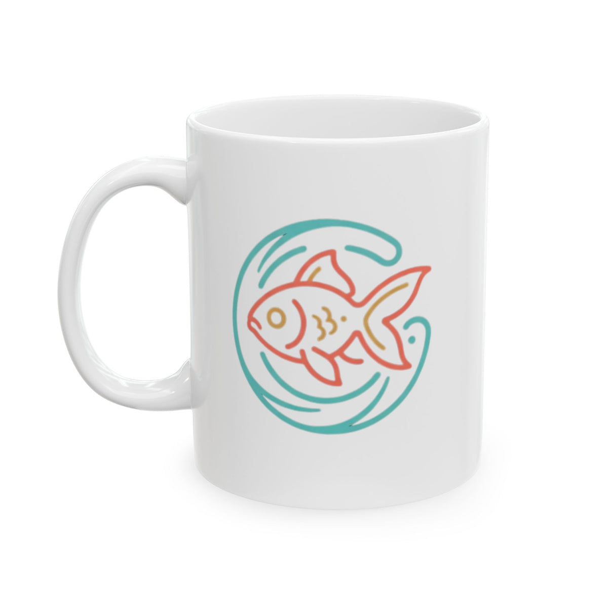 "Go Fish" White Ceramic Mug — Graphic