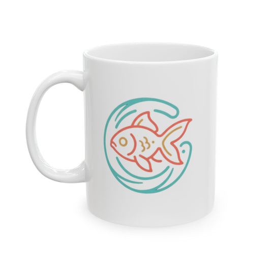 "Go Fish" White Ceramic Mug — Graphic