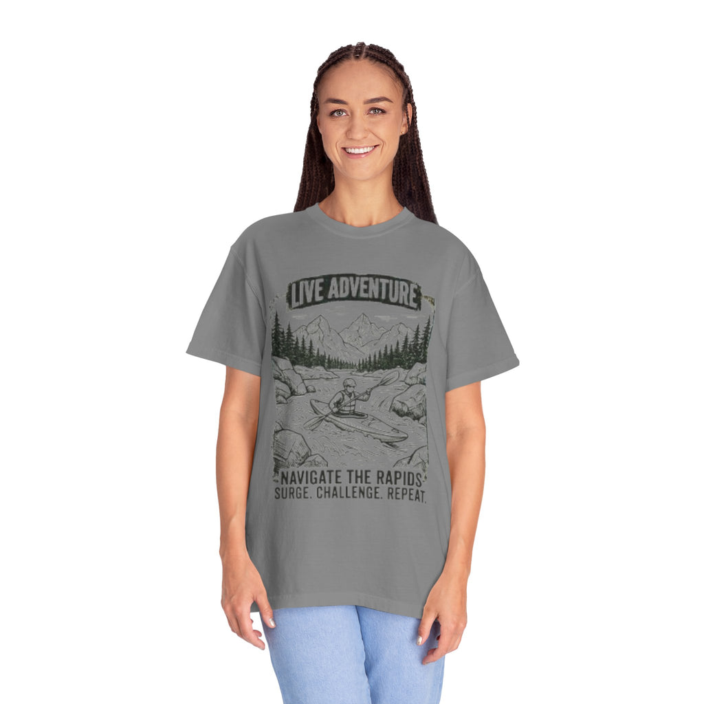 "Live Adventure - Kayak" Unisex Garment-Dyed Tee