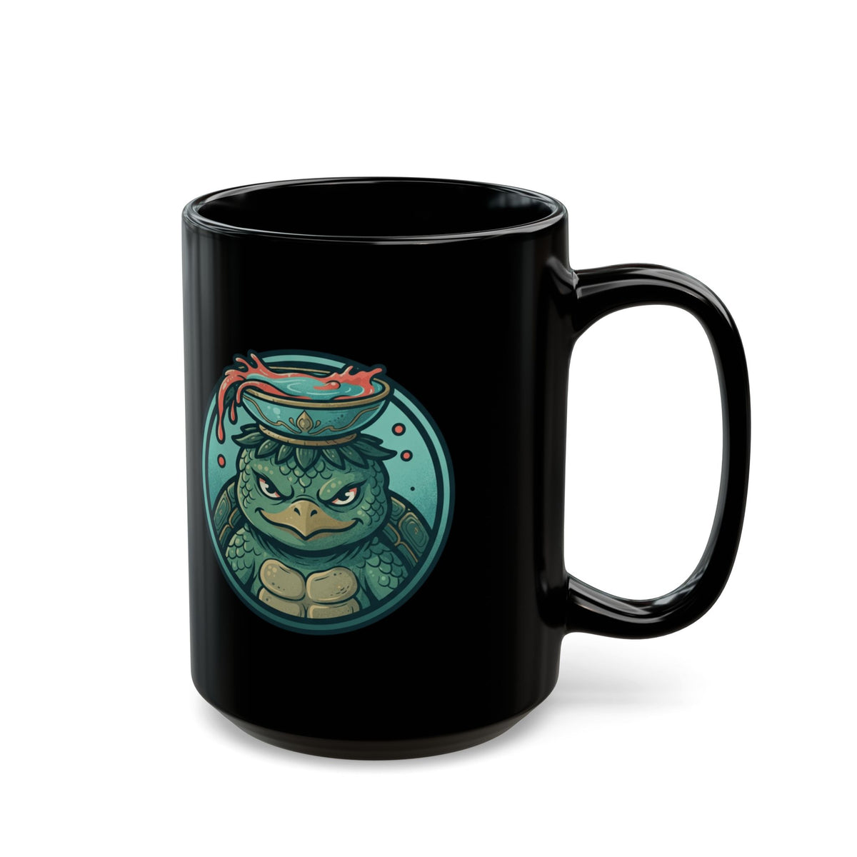 "Kappa (Japanese Folklore)" Black Ceramic Mug — Graphic