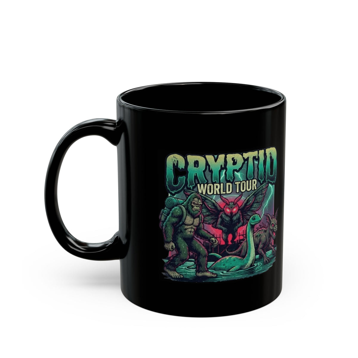 "Puzizia (Global-Cryptid Mashup) Cryptid World Tour" Black Ceramic Mug