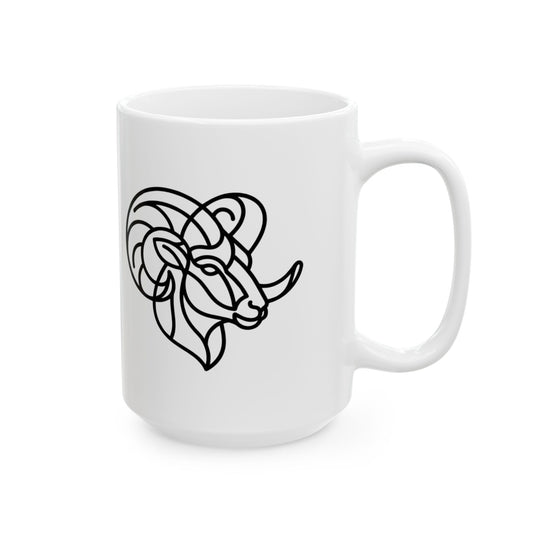 "Aries The Minimalist Ram" White Ceramic Mug