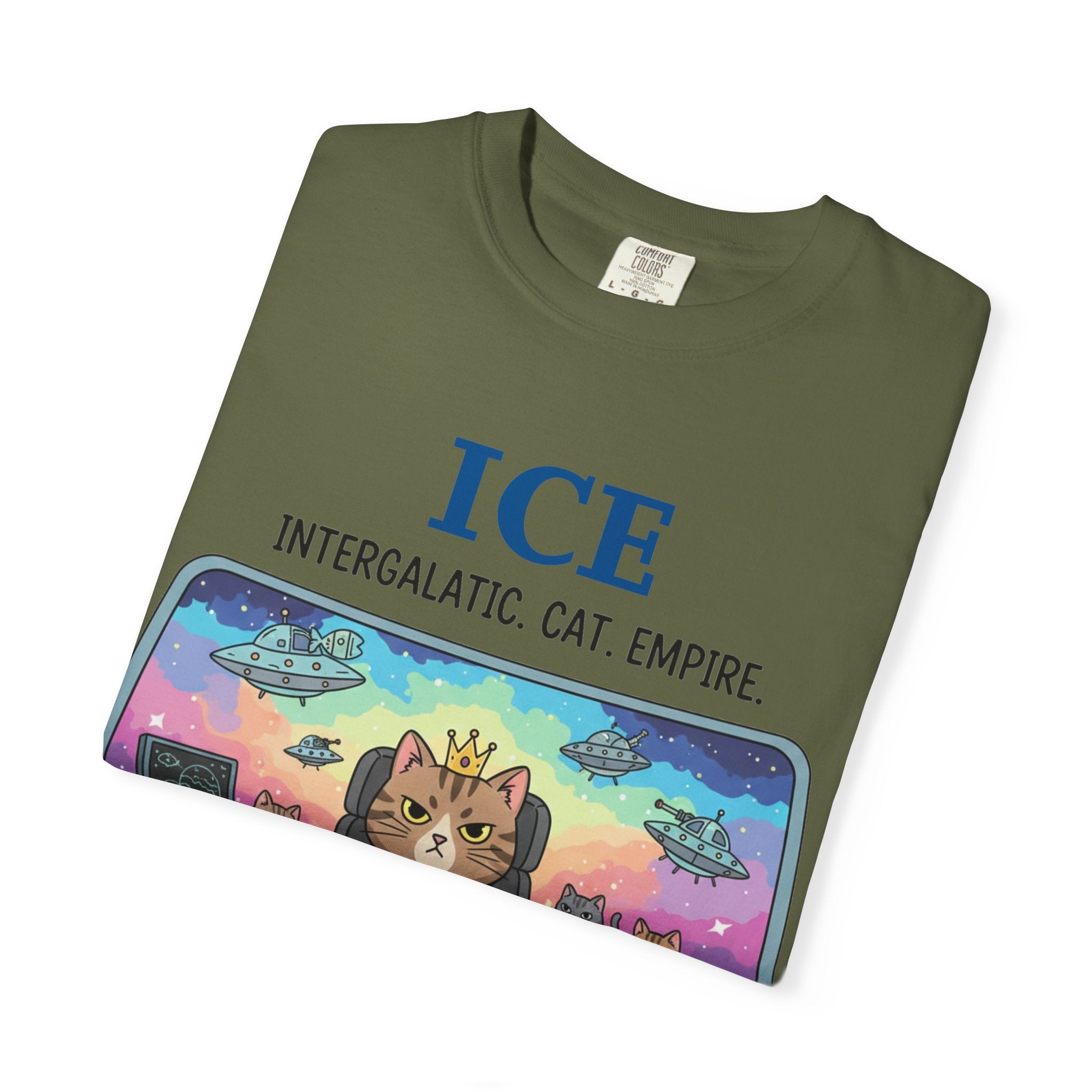 "ICE (Intergalactic Cat Empire)" Unisex Garment-Dyed T-shirt