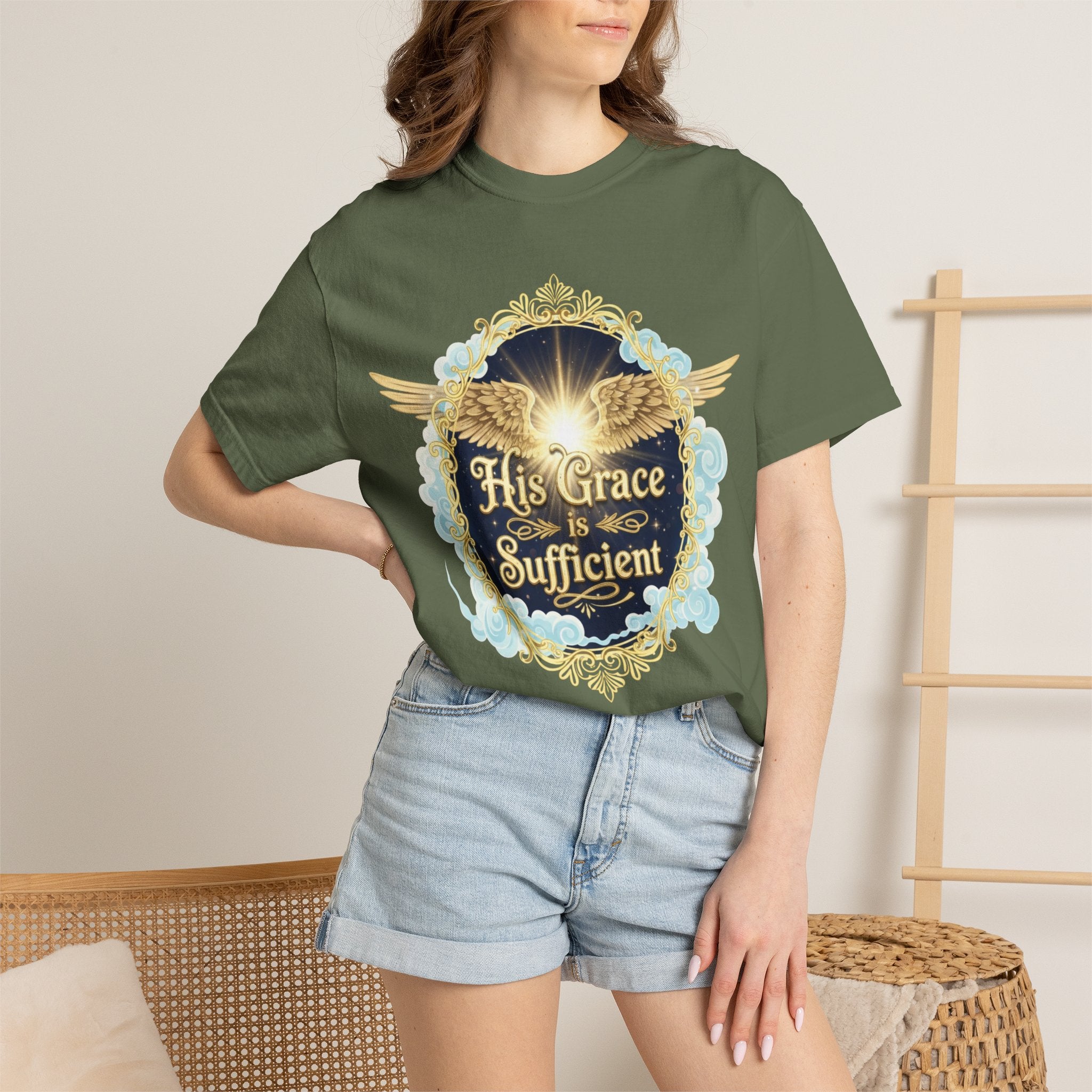 "His Grace is Sufficient" Unisex Garment-Dyed T-shirt