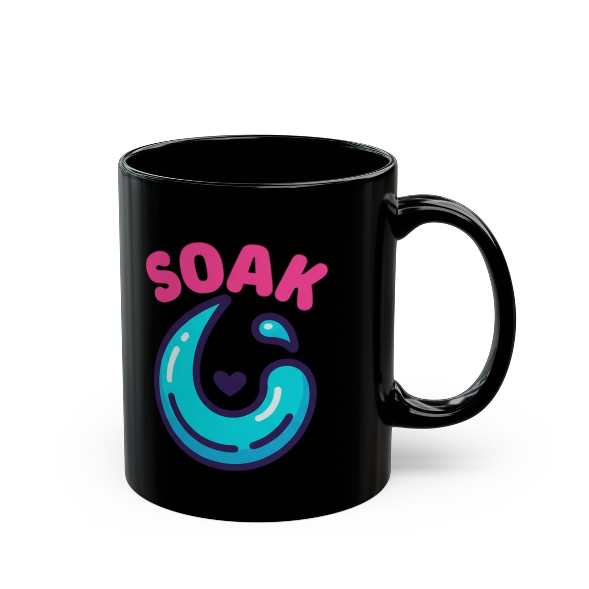 "Soaking Makes Me Wet" Black Ceramic Mug — Graphic