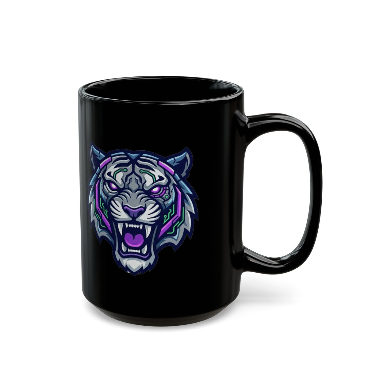 "Cyber Tiger" Black Ceramic Mug — Graphic