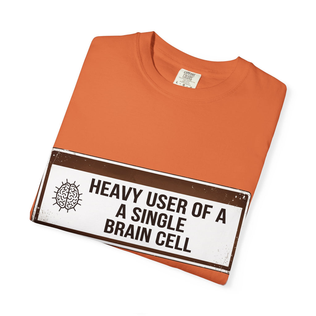 “Heavy User of a Single Brain Cell” Unisex Garment-Dyed T-shirt