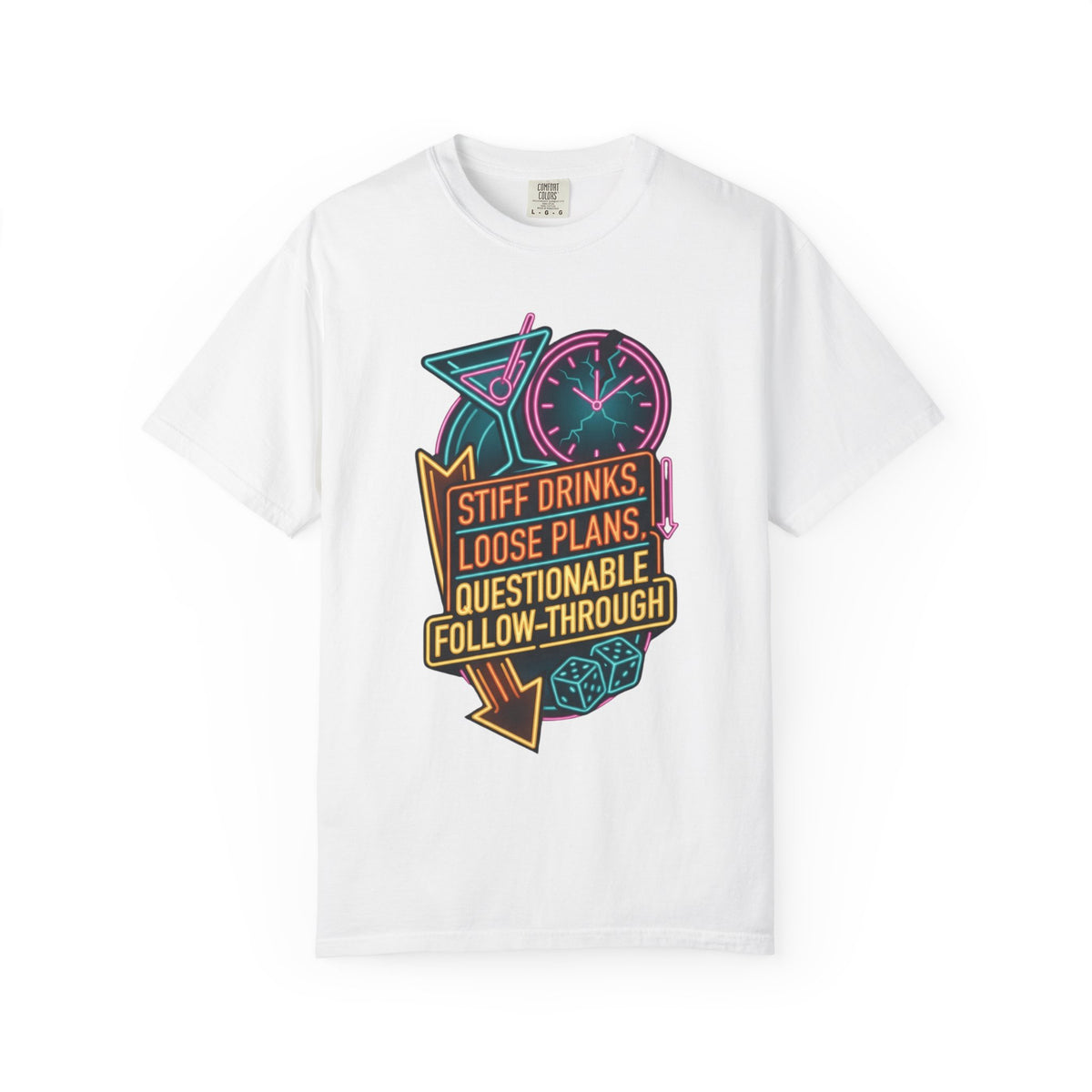 "Stiff Drinks Loose Plans" Unisex Garment-Dyed Tee