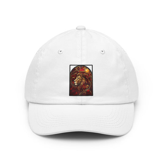 Color: White | Stained Glass Sign LEO Dad Hat — Graphic