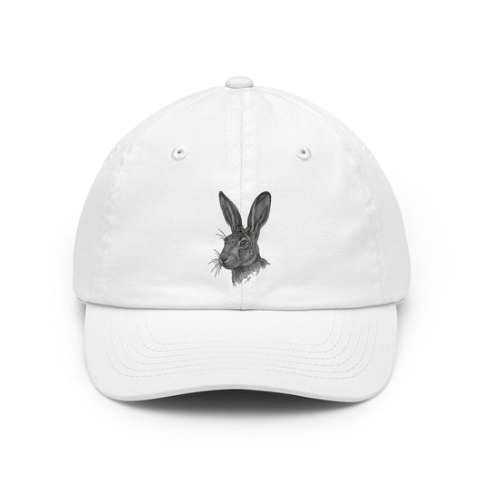 Color: White | Pencil Sketch Art Jack Rabbit Dad Hat — Graphic