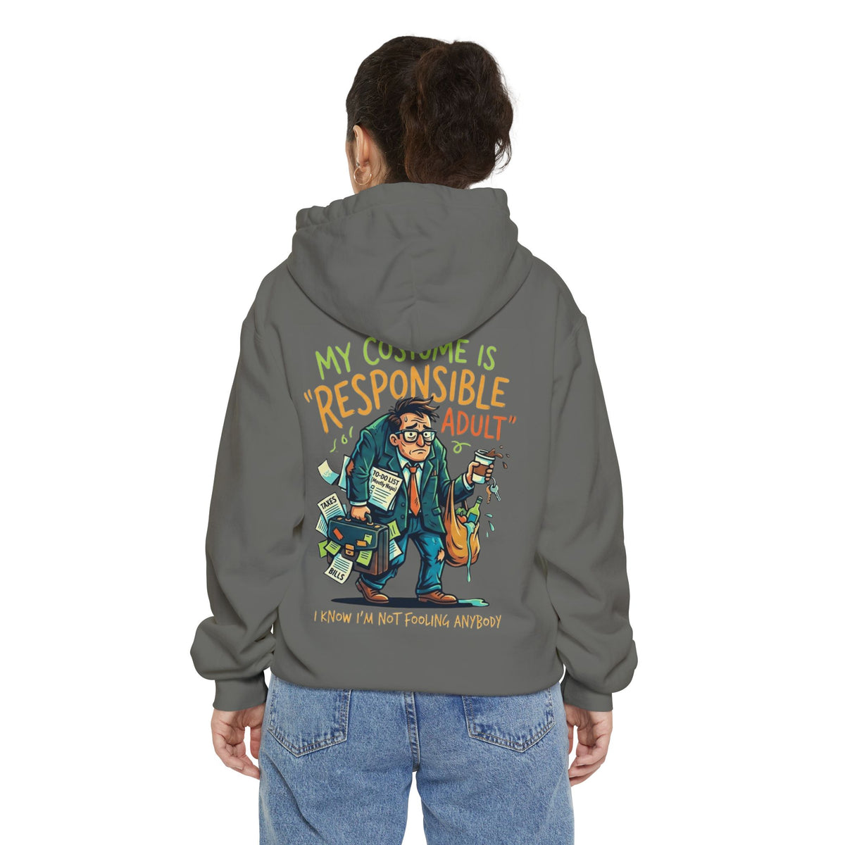 Color: Grey | Responsible Adult Costume Garment-Dyed Hoodie