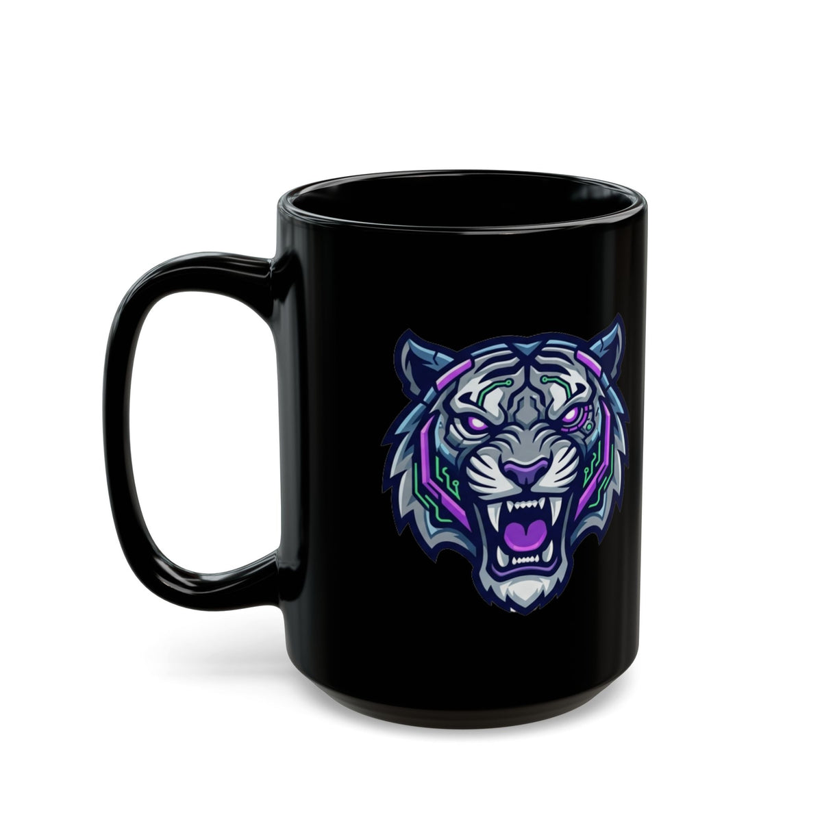 "Cyber Tiger" Black Ceramic Mug — Graphic