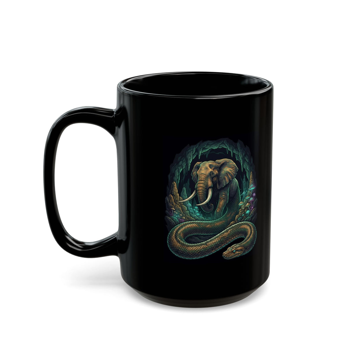 "Grootslang (South African Mythology)" Black Ceramic Mug