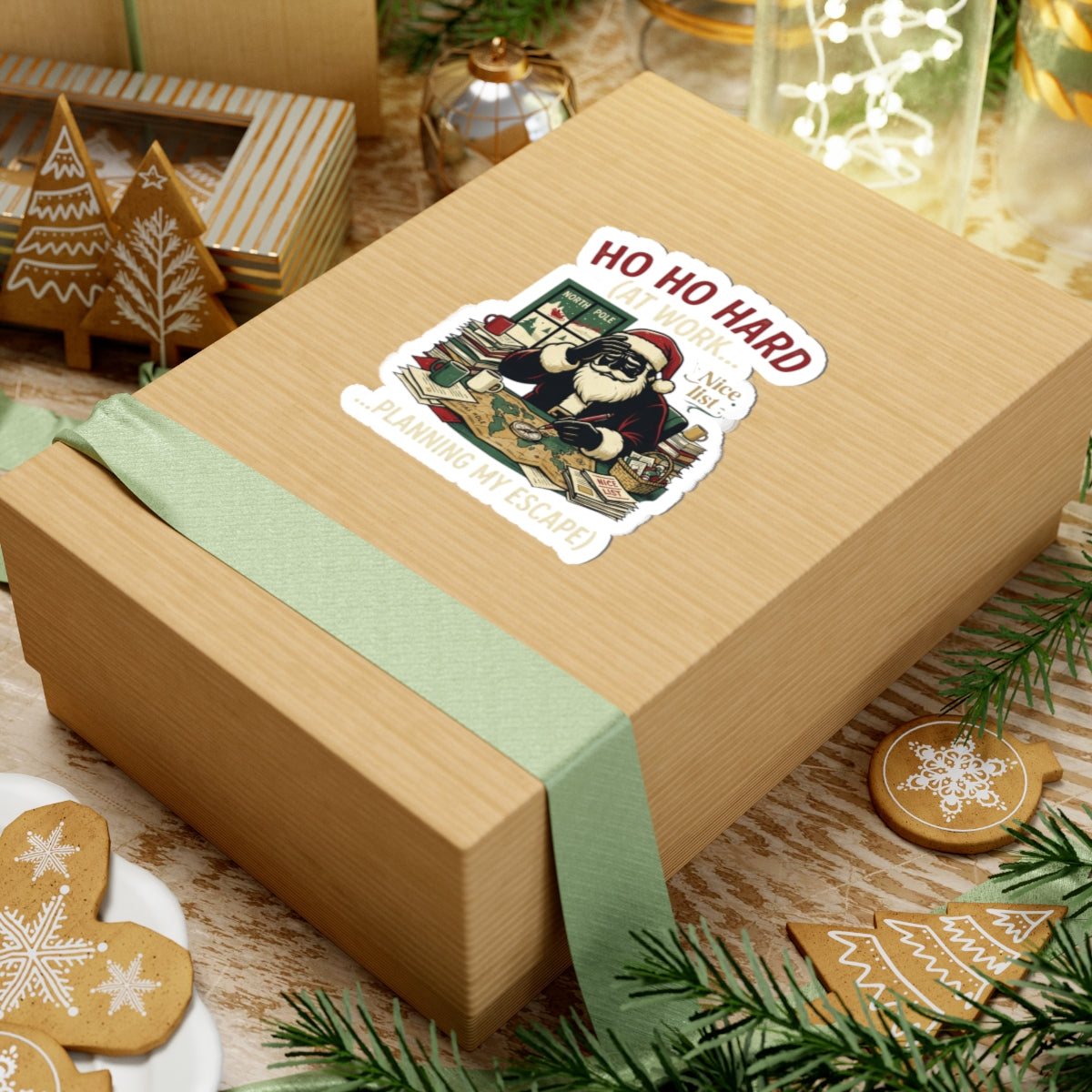 "Ho Ho Hard At Work" Sticker — Main