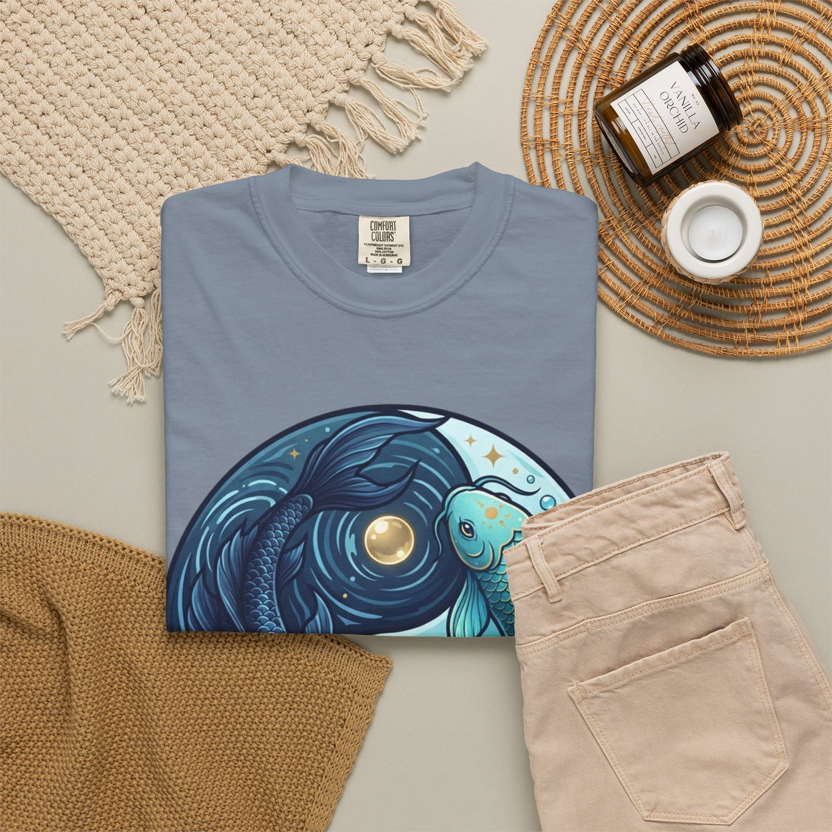 Yin Yang Pisces Unisex Garment-Dyed Tee