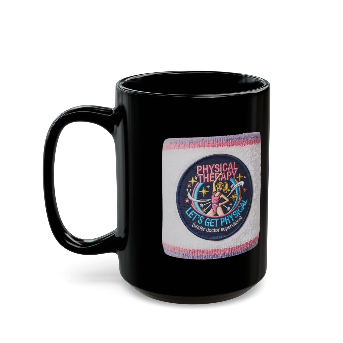"Let's Get Physical" Black Ceramic Mug