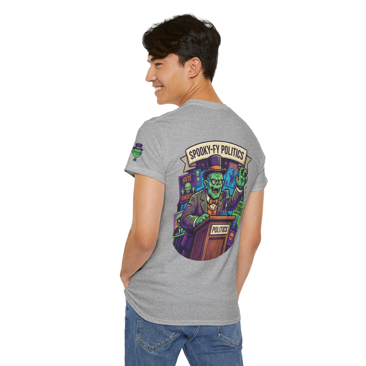 Color: Sport Grey | Spooky-Fy Politics Premium Graphic Tee