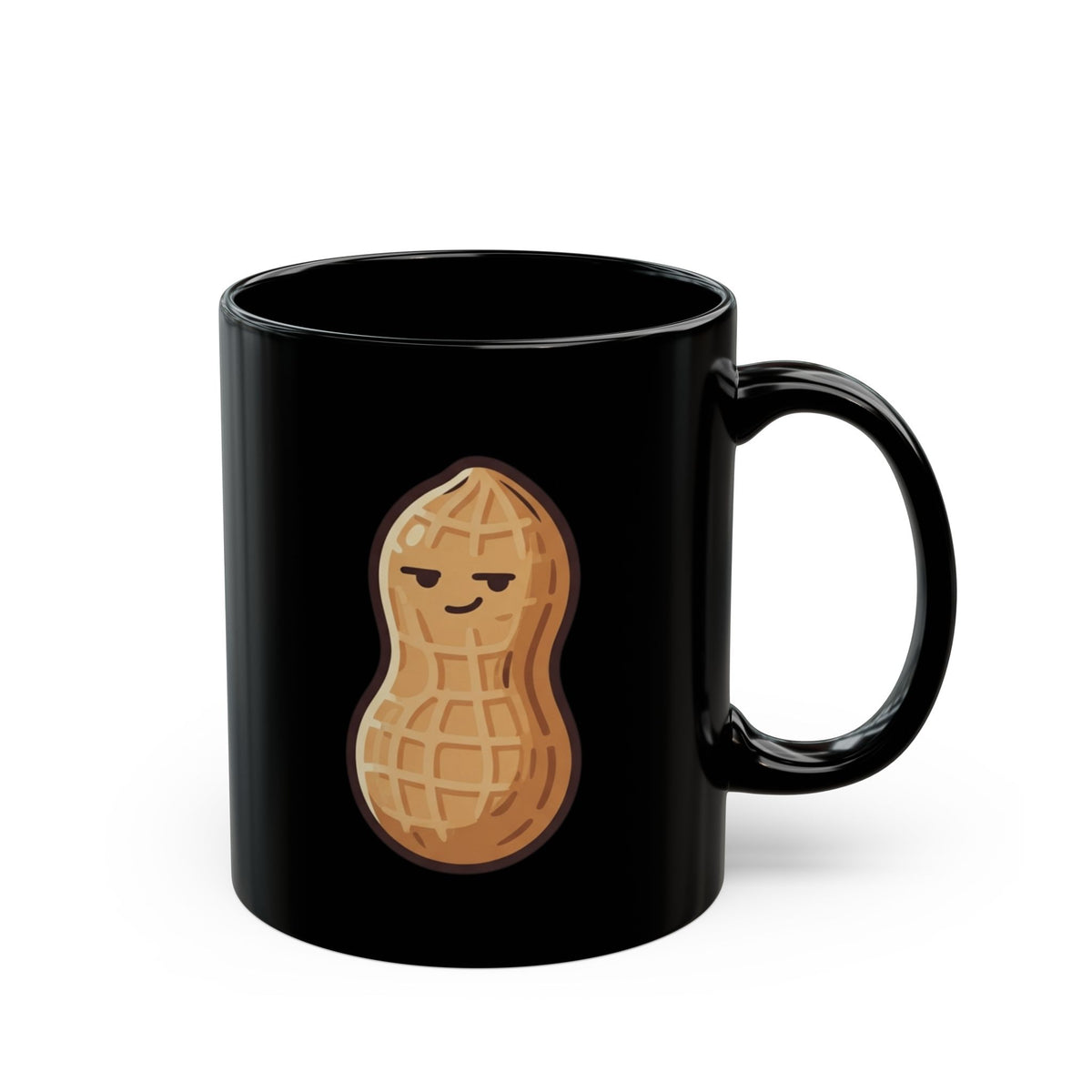 "Warning Contains Nuts" Black Ceramic Mug — Graphic