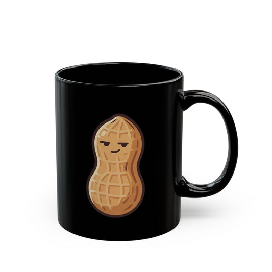 "Warning Contains Nuts" Black Ceramic Mug — Graphic