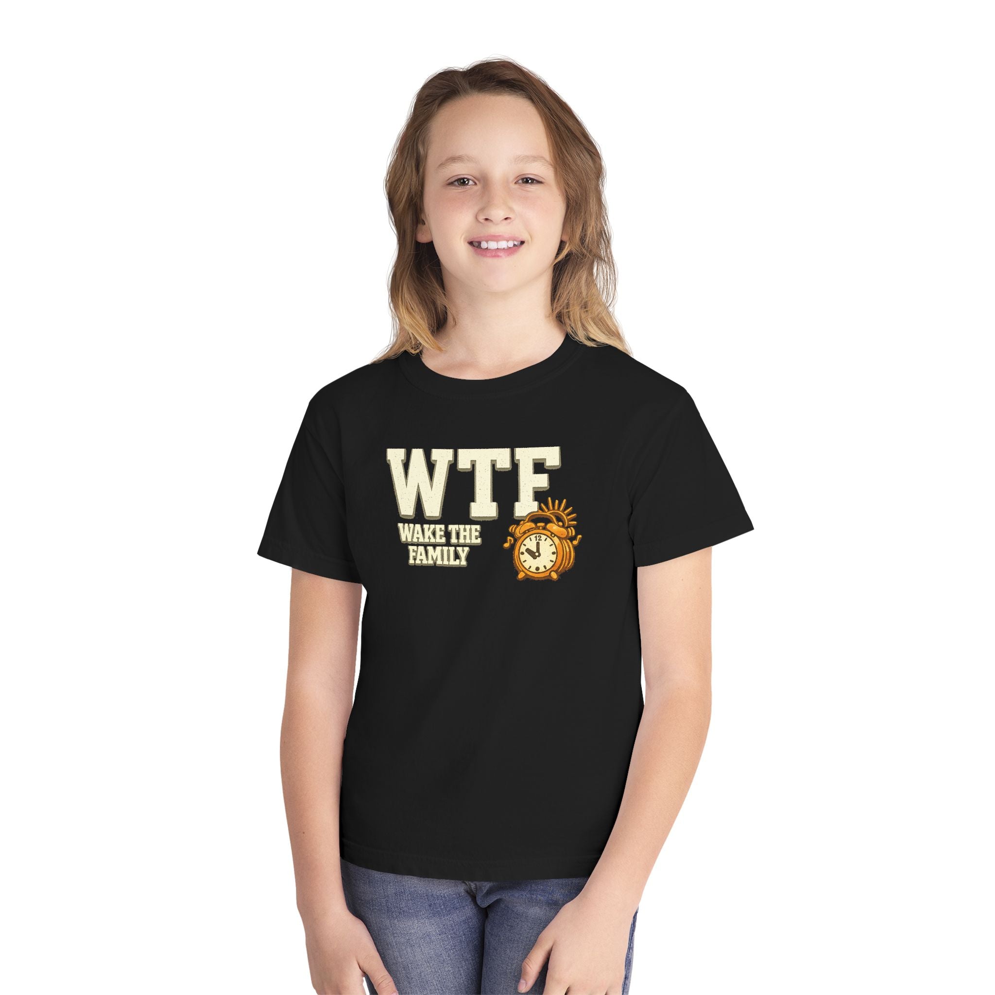 WTF (Wake The Family) - Because Mornings Are Hell | Youth Tee — AttitudeShirts