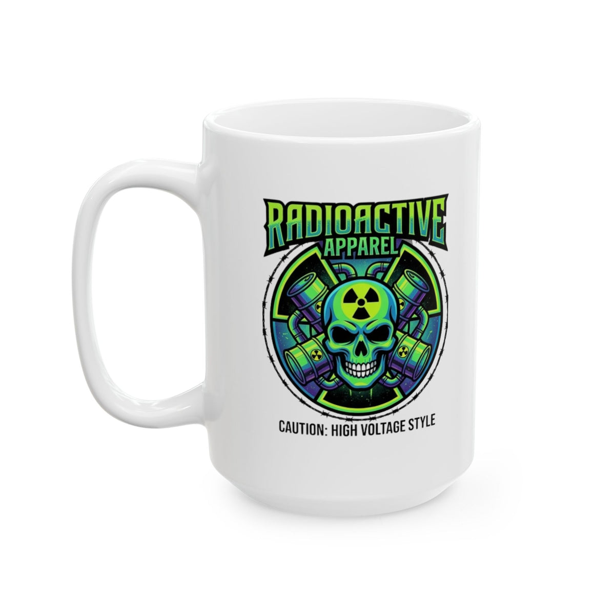 "Radioactive Apparel" White Ceramic Mug