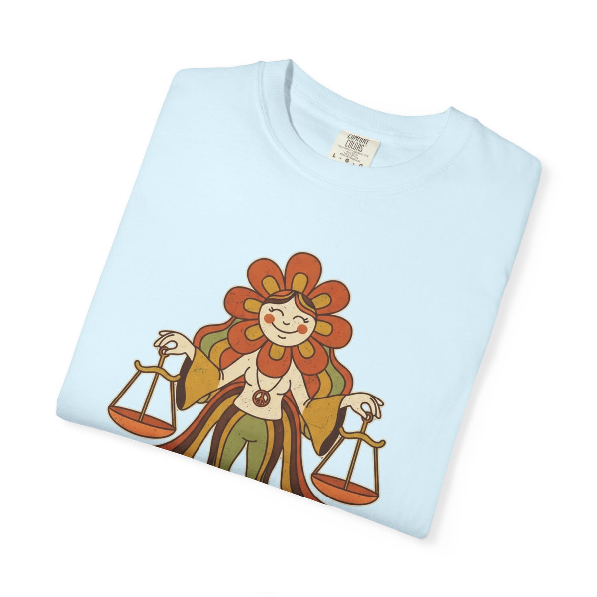 "Retro Mascot Groovy Libra" Unisex Garment-Dyed Tee