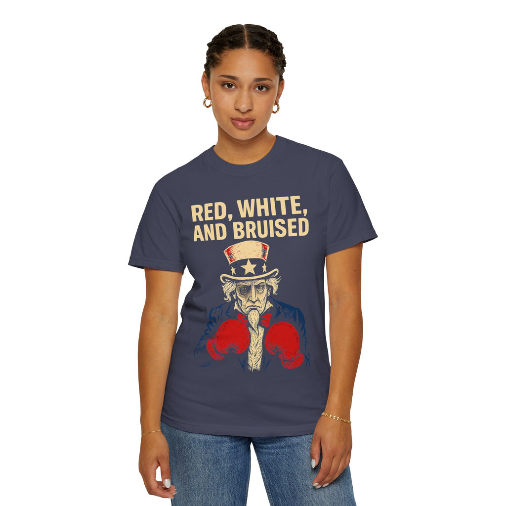 "RED, WHITE, AND BRUISED" Unisex Garment-Dyed T-shirt