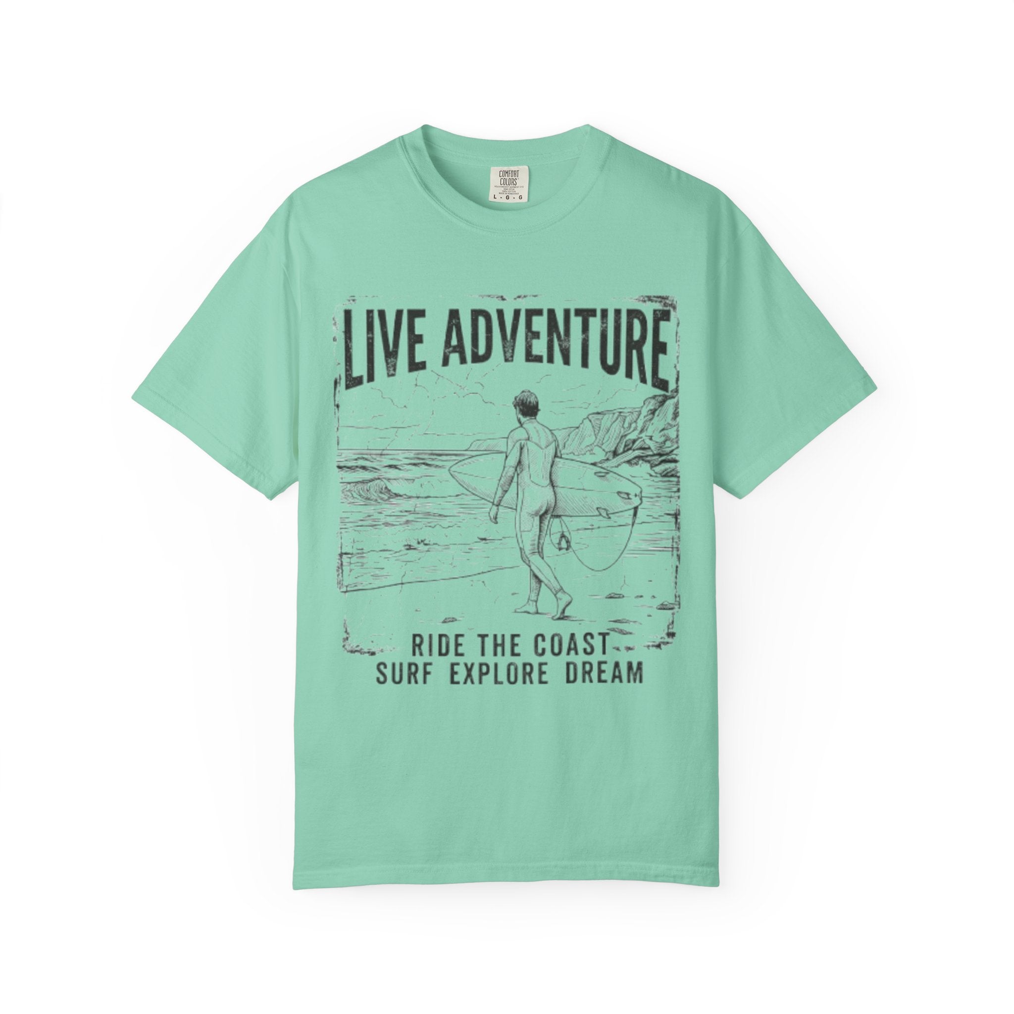 "Live Adventure - Surf" Unisex Garment-Dyed Tee