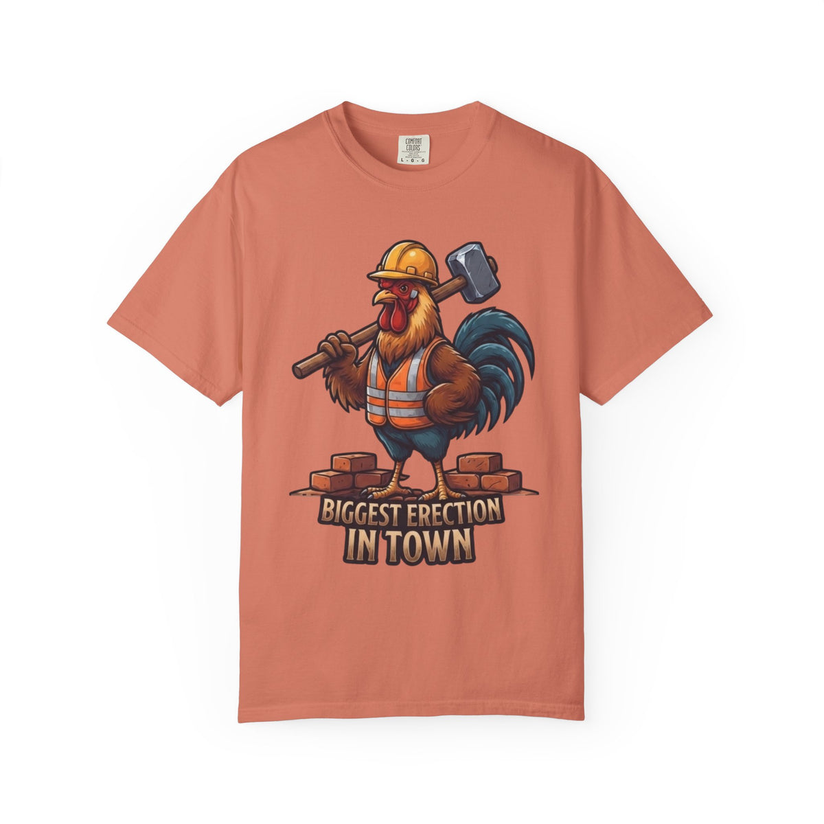 Color: Terracotta | Biggest Erection in Town Unisex Garment-Dyed Tee