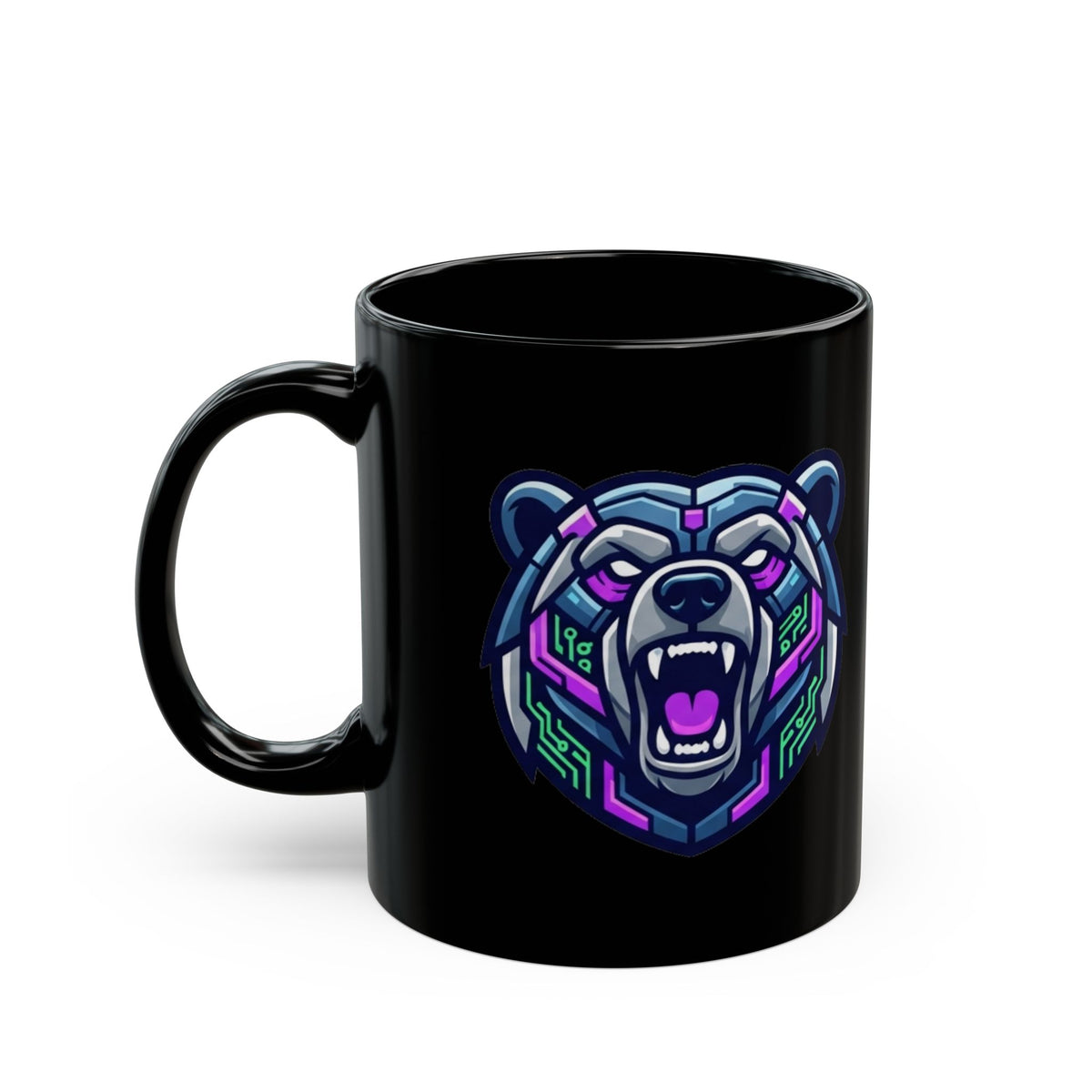 "Cyber Bear" Black Ceramic Mug — Graphic