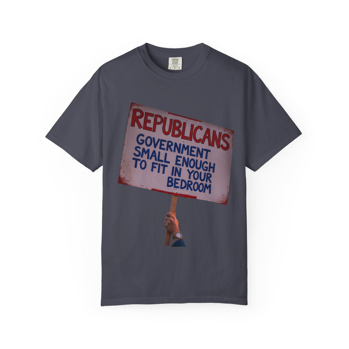 Color: Navy | Small Government (In All the Wrong Places) Unisex Garment-Dyed T-shirt