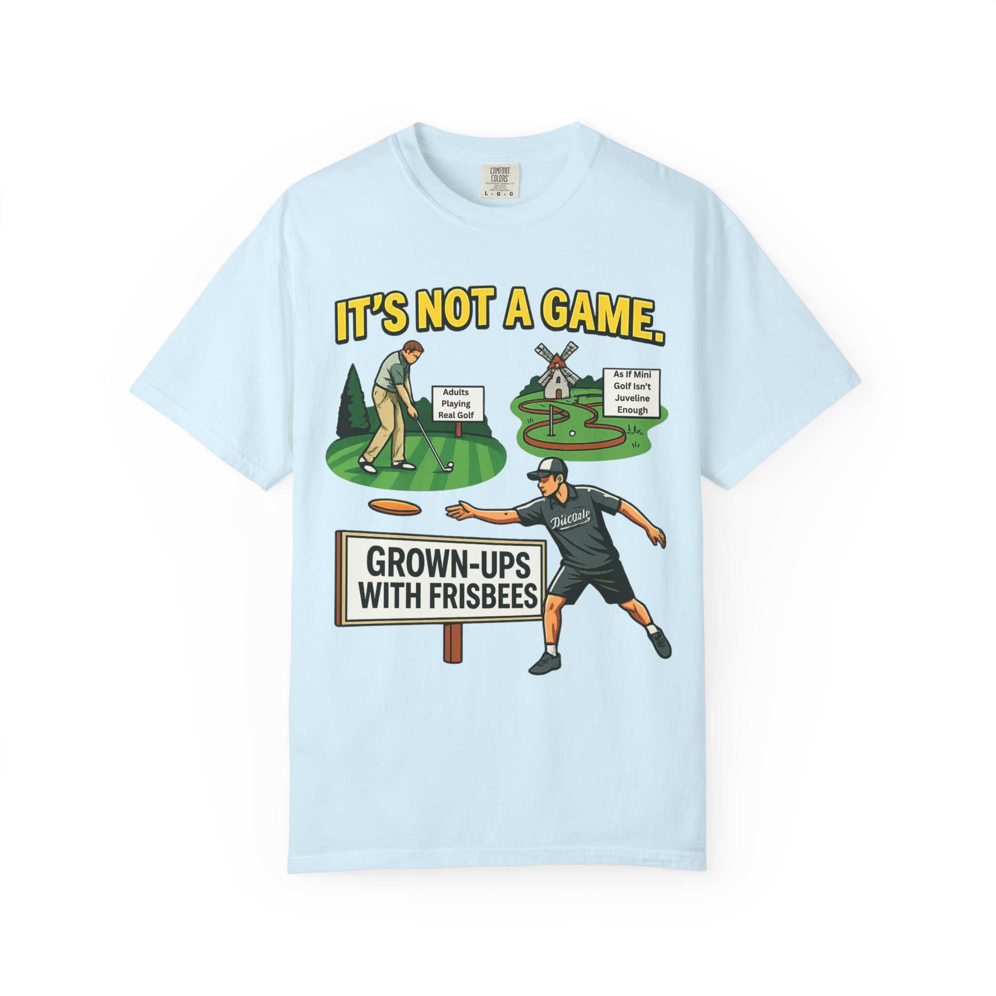 "Grown Ups With Frisbees" Unisex Garment-Dyed T-shirt