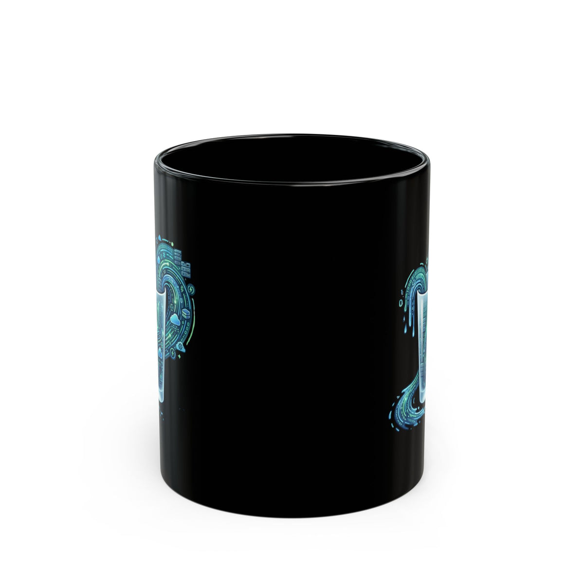 "Glass of Data" Black Ceramic Mug