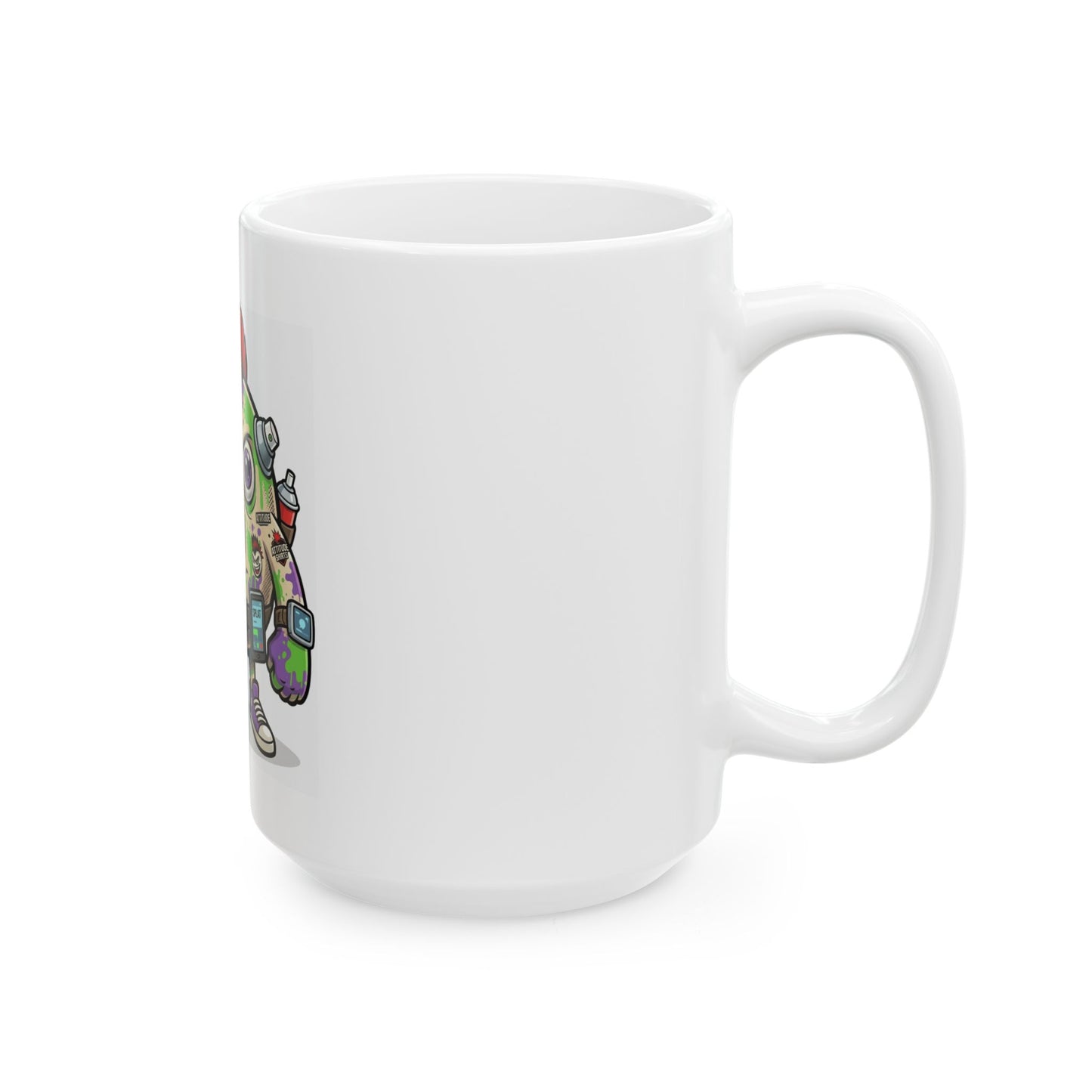 "Graffiti" White Ceramic Mug