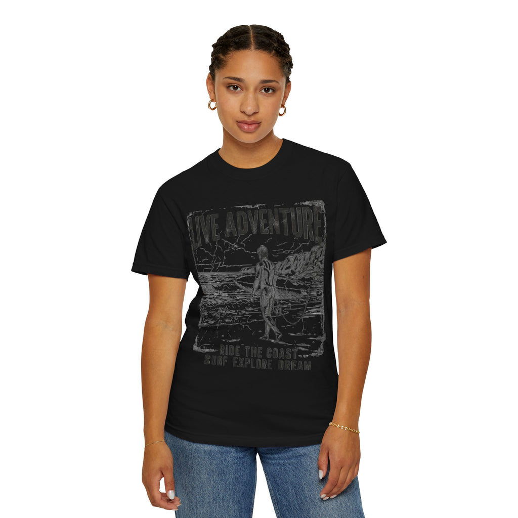 "Live Adventure - Surf" Unisex Garment-Dyed Tee