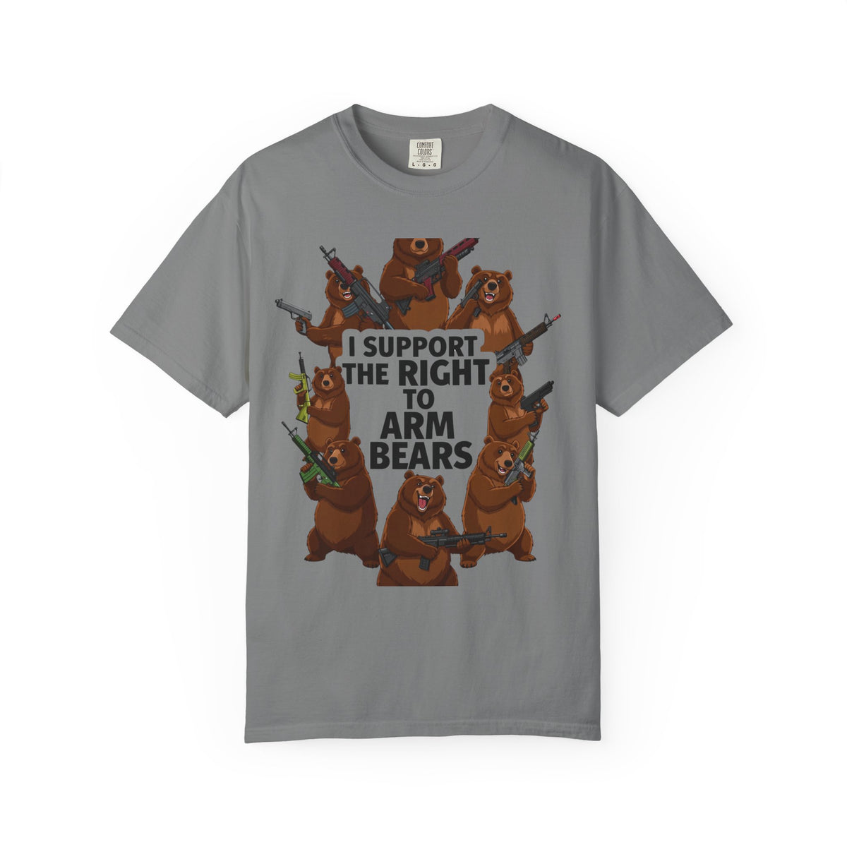 Color: Grey | Arm Bears, Not People | Garment-Dyed Tee — AttitudeShirts