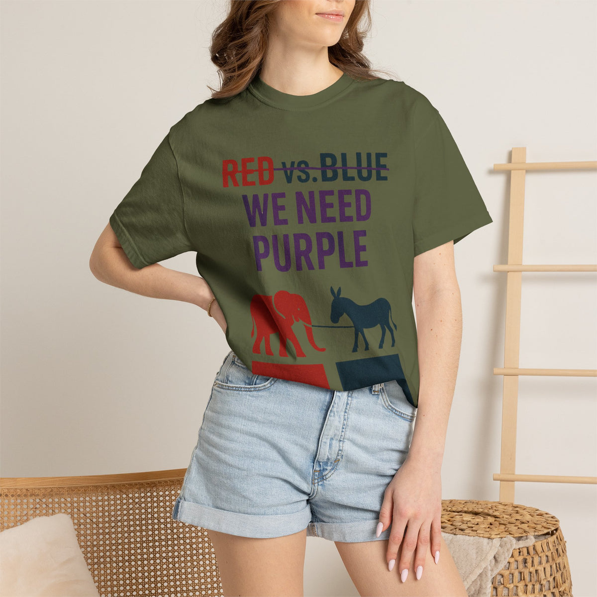 Color: Hemp | The Lesser Evil Election Unisex Garment-Dyed T-shirt