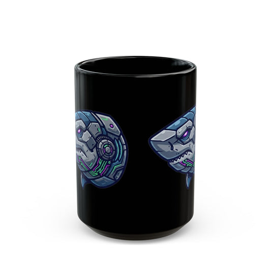 "Cyber Shark" Black Ceramic Mug — Graphic