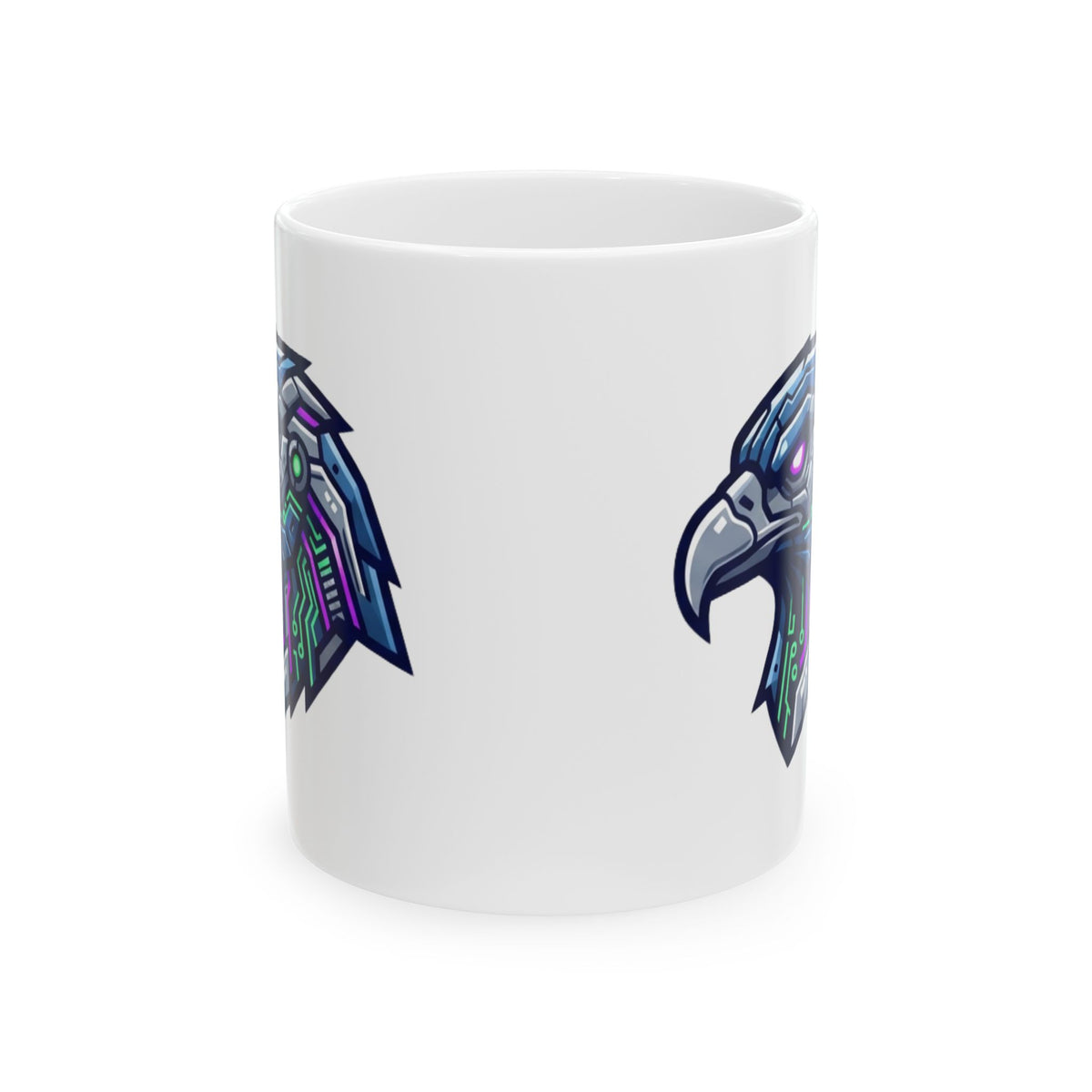 "Cyber Falcon" White Ceramic Mug — Graphic