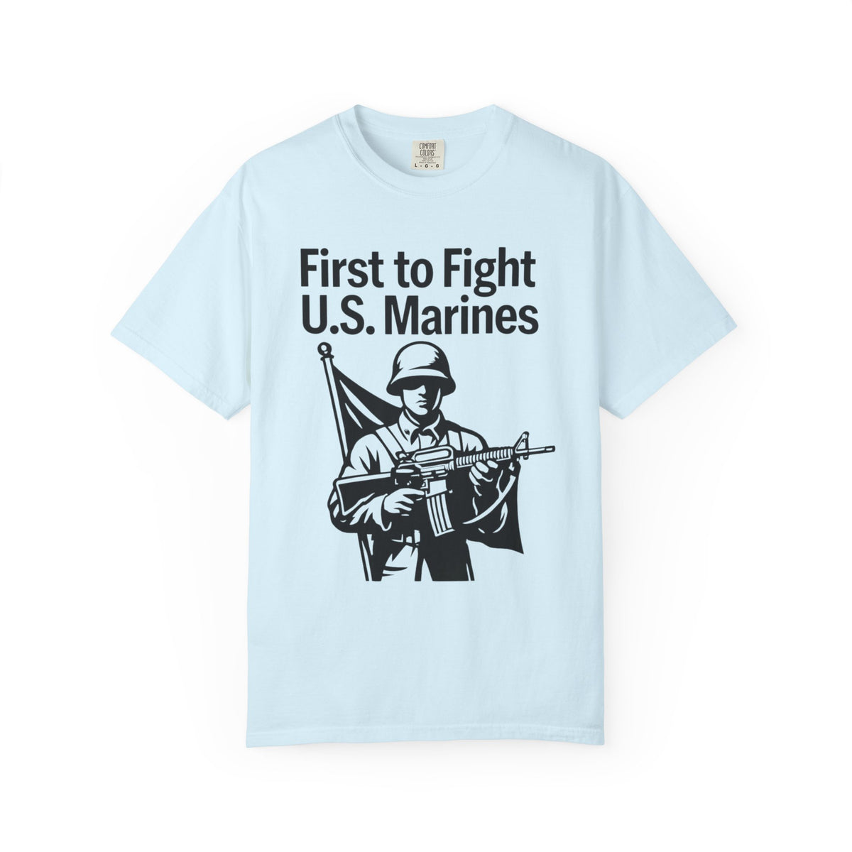 Color: Chambray | First to Fight Unisex Garment-Dyed T-shirt