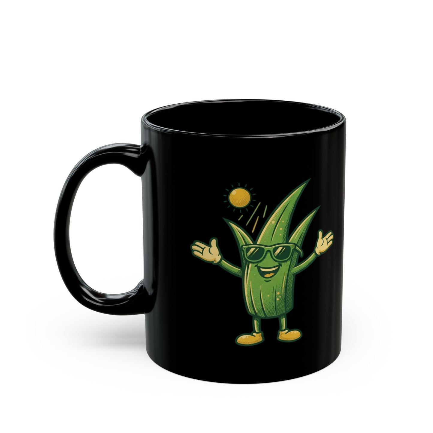 "If You're Grass You're Very Happy" Black Ceramic Mug — Graphic