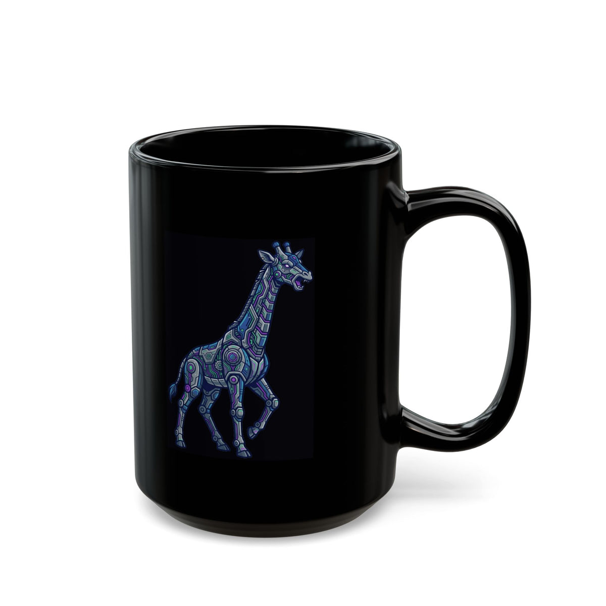 "Cyber Giraffe" Black Ceramic Mug