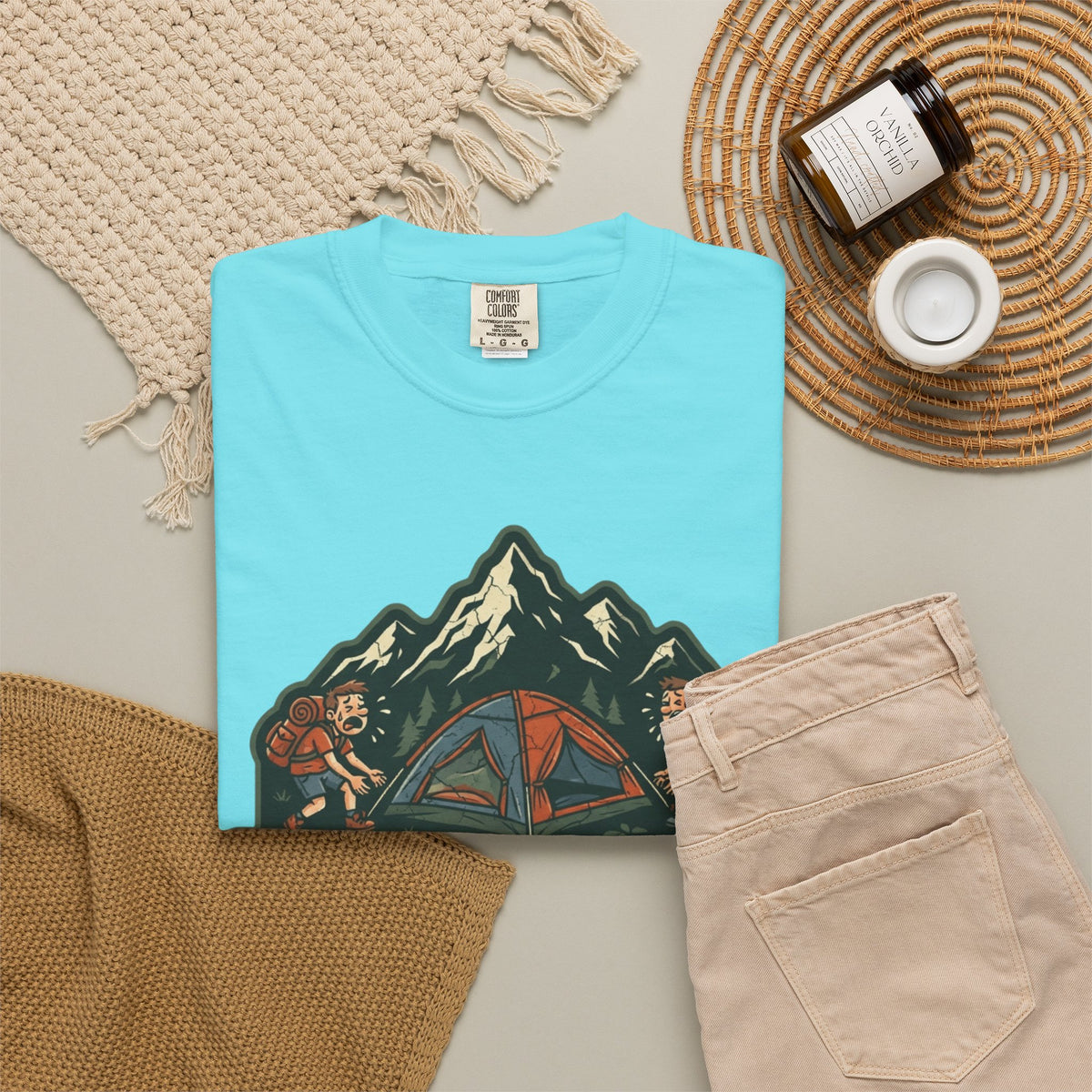 Pitching A Tent Is My Only Cardio Unisex Garment-Dyed Tee