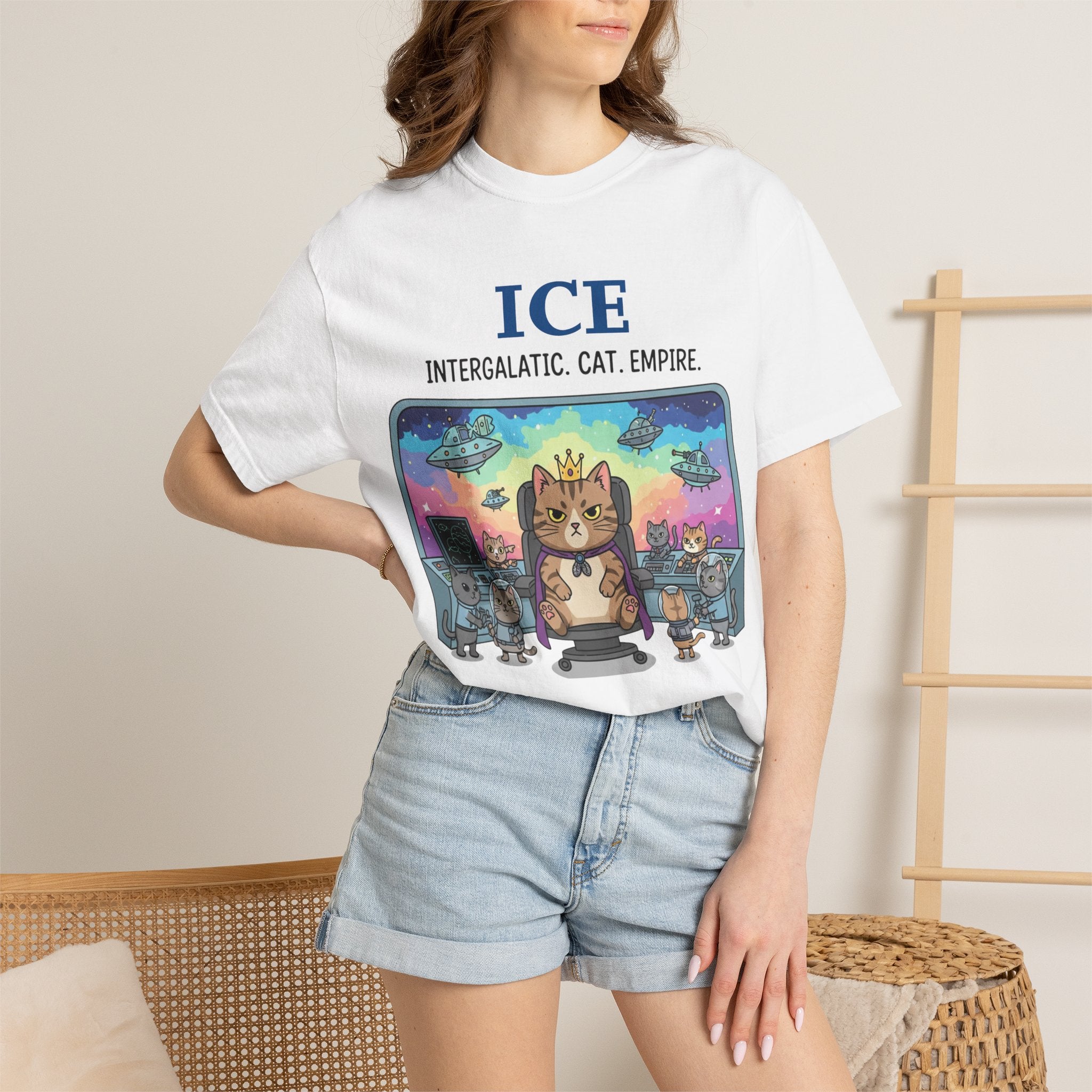 "ICE (Intergalactic Cat Empire)" Unisex Garment-Dyed T-shirt