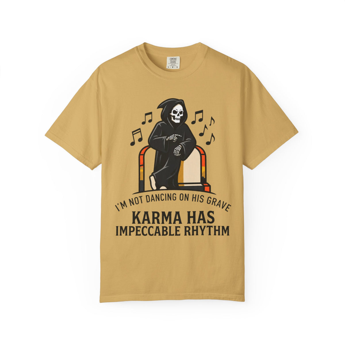 Color: Mustard | Dancing On Grave Unisex Garment-Dyed Tee