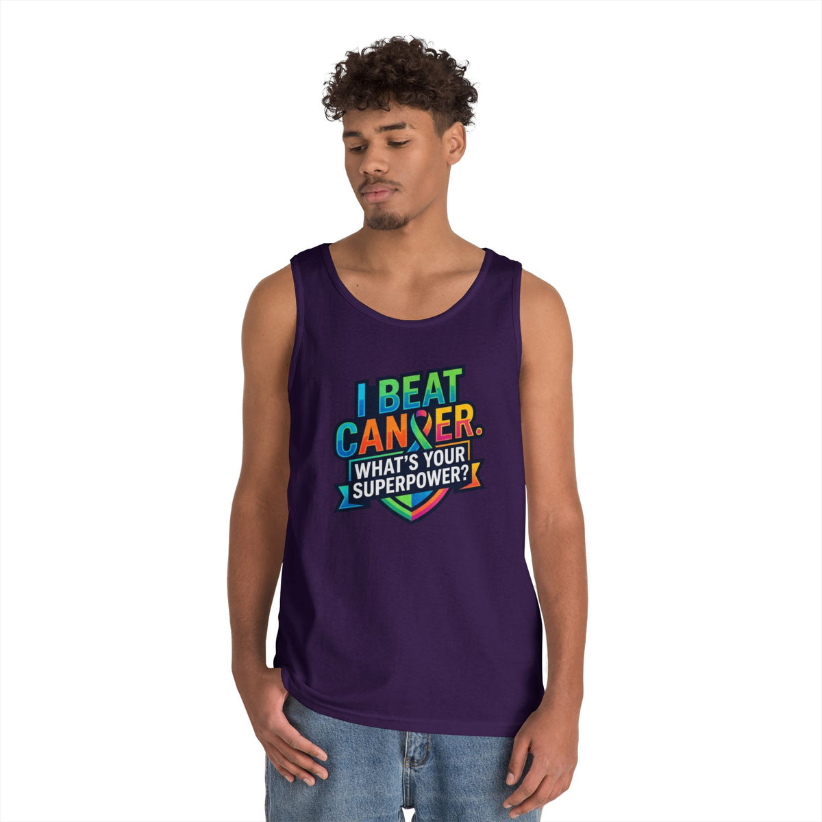 Color: Purple | I Beat Cancer - What is Your Superpower Tank Top