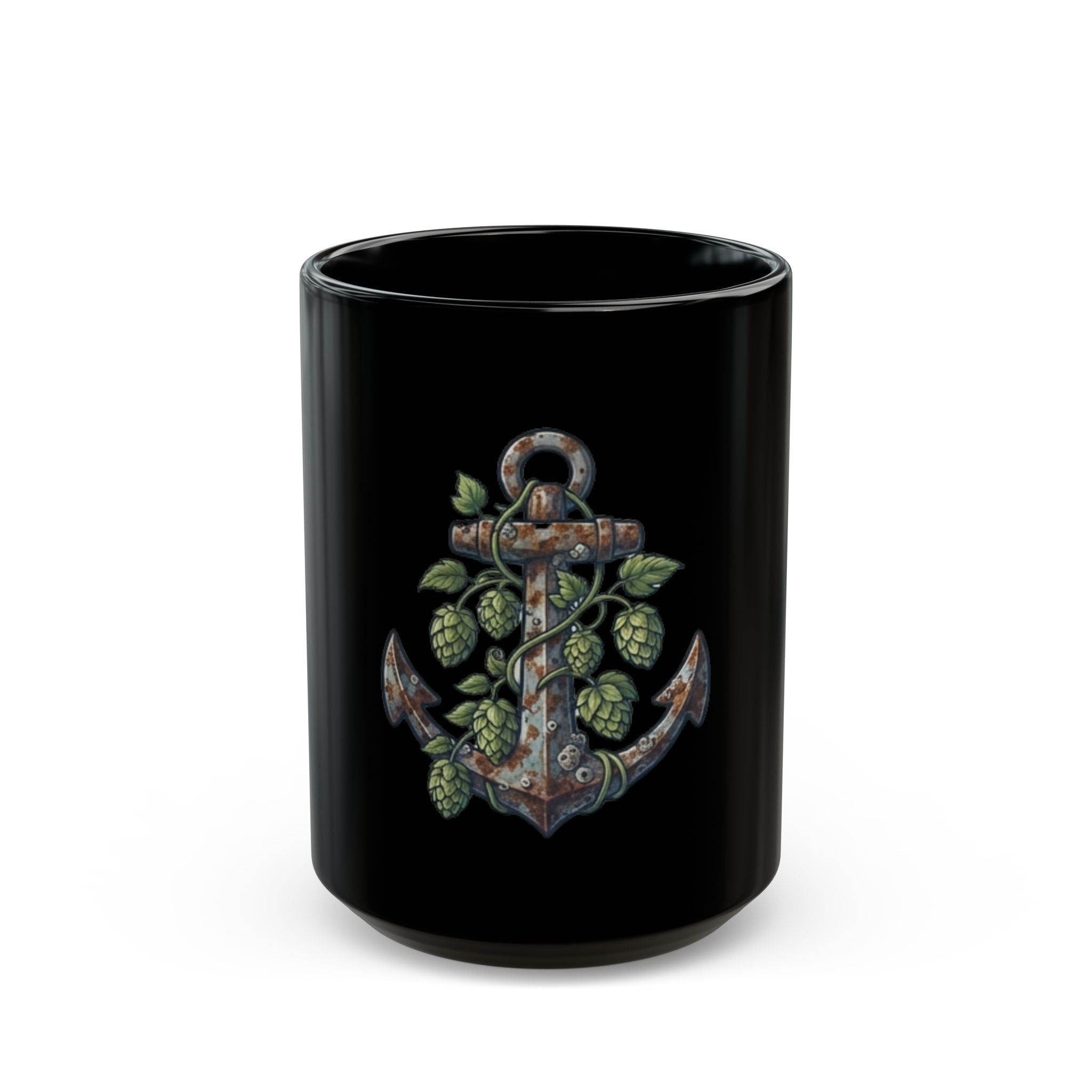 "Rusty Anchor Brewing" Black Ceramic Mug — Graphic
