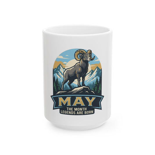 "May Legend" White Ceramic Mug