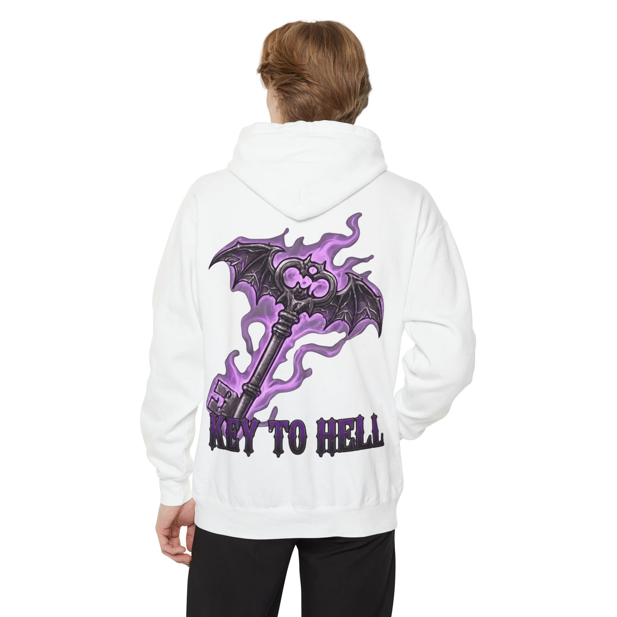 Color: White | Skeleton Key Garment-Dyed Hoodie