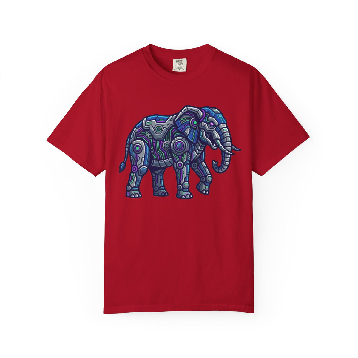 Color: Red | Cyber Elephant Unisex Garment-Dyed Tee